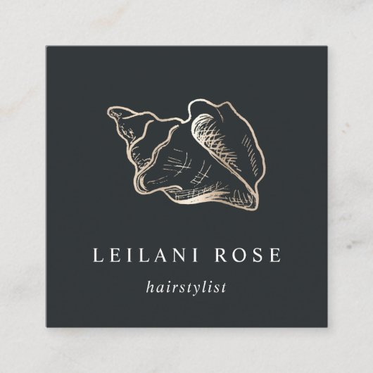 Elegant Gold Conch Shell Vierkante Visitekaartje (Voorkant)