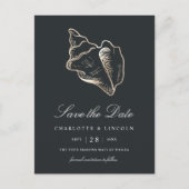 Elegant Gold Conch Shell Wedding Save the Date Aankondigingskaart (Voorkant)