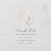 Elegant Gold Conch Shell Wedding Save the Date Aankondigingskaart (Voorkant)