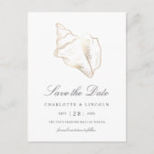Elegant Gold Conch Shell Wedding Save the Date Aankondigingskaart (Voorkant)