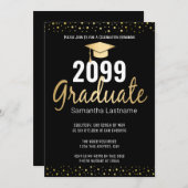 Elegant Gold Confetti Afstuderen Klasse 2022 Kaart (Voorkant / Achterkant)