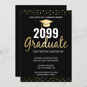 Elegant Gold Confetti Afstuderen Klasse 2022 Kaart