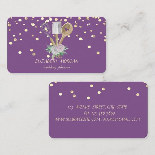 Elegant Gold Confetti bakkerij handgereedschap Visitekaartje (Voorkant / Achterkant)