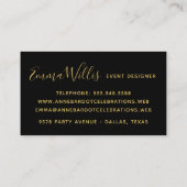 Elegant Gold Confetti & Black Professional Visitekaartje (Achterkant)