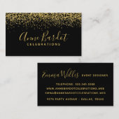 Elegant Gold Confetti & Black Professional Visitekaartje (Voorkant / Achterkant)
