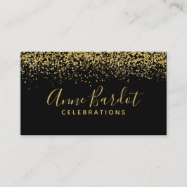 Elegant Gold Confetti & Black Professional Visitekaartje