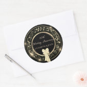 Elegant Gold Confetti, Bow Jubileum Ronde Sticker (Envelop)