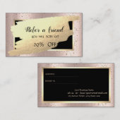 Elegant Gold Confetti, Brush Stroke Roos Gold Aanbevelingskaartje (Voorkant / Achterkant)