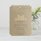 Elegant Gold Confetti Diamonds Kraft Sweet 16 Kaart (Staand voorkant)