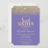 Elegant Gold Confetti Diamonds Lavander Sweet 16 Kaart (Voorkant)
