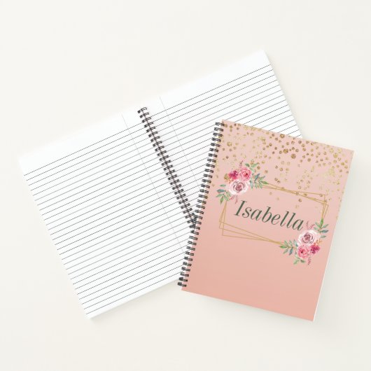 Elegant Gold confetti en lijst spiral notebook Notitieboek (Binnen)