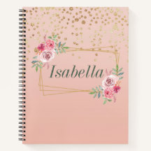 Elegant Gold confetti en lijst spiral notebook