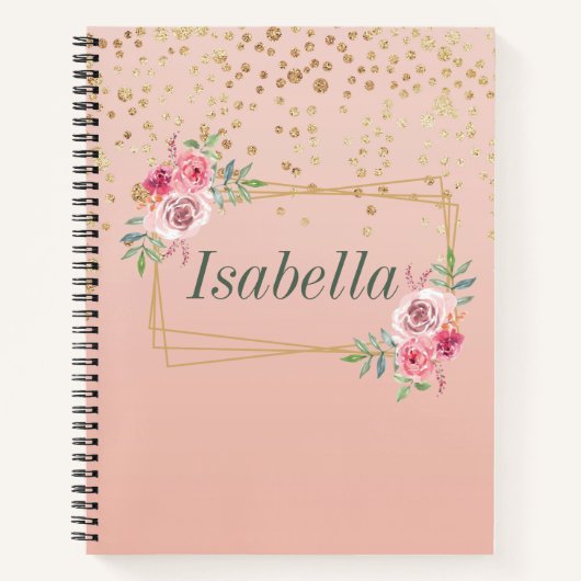 Elegant Gold confetti en lijst spiral notebook Notitieboek (Voorkant)