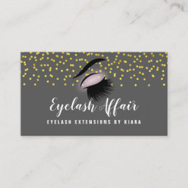 Elegant Gold Confetti Eyelash Extensions Afsprakenkaartje