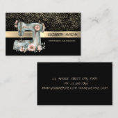 Elegant Gold Confetti,Floral Sewing Machine Visitekaartje (Voorkant / Achterkant)
