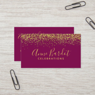 Elegant Gold Confetti & Fuchsia Professional Visitekaartje