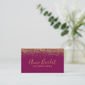 Elegant Gold Confetti & Fuchsia Professional Visitekaartje (Staand voorkant)