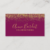 Elegant Gold Confetti & Fuchsia Professional Visitekaartje (Voorkant)