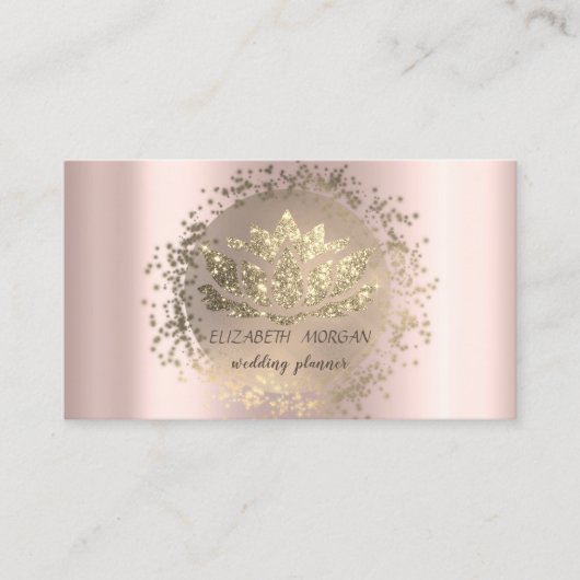Elegant Gold Confetti Glitter Lotus Roos Gold Visitekaartje (Voorkant)