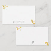 Elegant Gold Confetti Handgeschreven Monogrammen Notitiekaartje (Voorkant / Achterkant)
