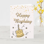 Elegant Gold Confetti Happy Birthday Card - Modern Kaart (Gele Bloem)