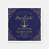 Elegant Gold Confetti Law School Afstuderen Blauw Servet (Voorkant)