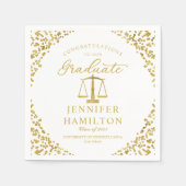 Elegant Gold Confetti Law School Afstuderen Wit Servet (Voorkant)