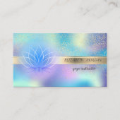 Elegant Gold Confetti, Lotus, Blue Holographic Visitekaartje (Voorkant)