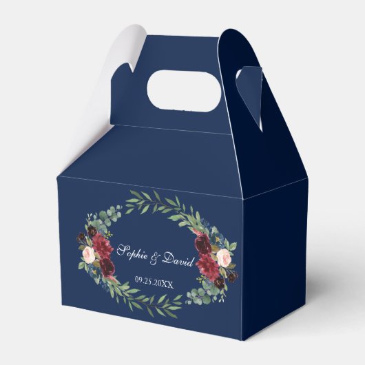 Elegant Gold Confetti Love Burgundy Wedding Bedankdoosjes (Voorkant Zijde)