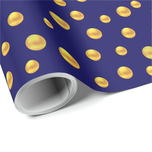 Elegant Gold Confetti op Navy Blue Cadeaupapier (Rol Hoek)