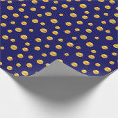 Elegant Gold Confetti op Navy Blue Cadeaupapier (Hoek)