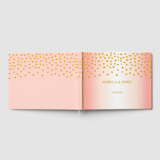 Elegant Gold Confetti op Roos Gold Gastenboek (Volledig)