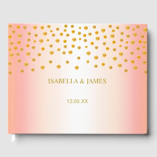 Elegant Gold Confetti op Roos Gold Gastenboek (Voorkant)