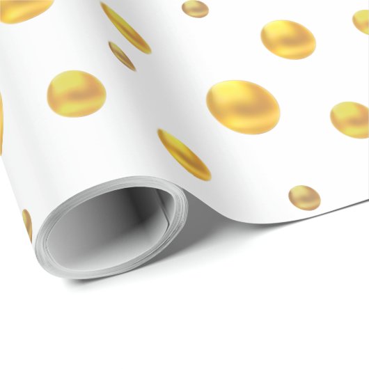 Elegant Gold Confetti op White Cadeaupapier (Rol Hoek)