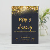 Elegant Gold Confetti op zwart | 50e verjaardag Kaart (Staand voorkant)