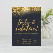 Elegant Gold Confetti op zwart | 60e verjaardag Kaart (Staand voorkant)