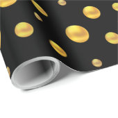 Elegant Gold Confetti op zwart Cadeaupapier (Rol Hoek)