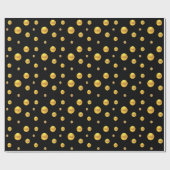 Elegant Gold Confetti op zwart Cadeaupapier (Vlak)