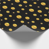 Elegant Gold Confetti op zwart Cadeaupapier (Hoek)
