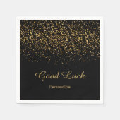 Elegant Gold Confetti op zwart Servetten (Voorkant)