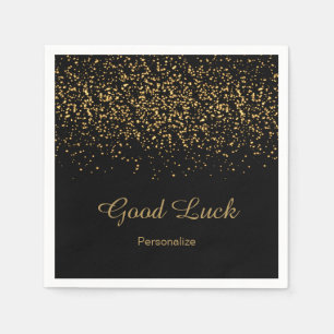 Elegant Gold Confetti op zwart Servetten