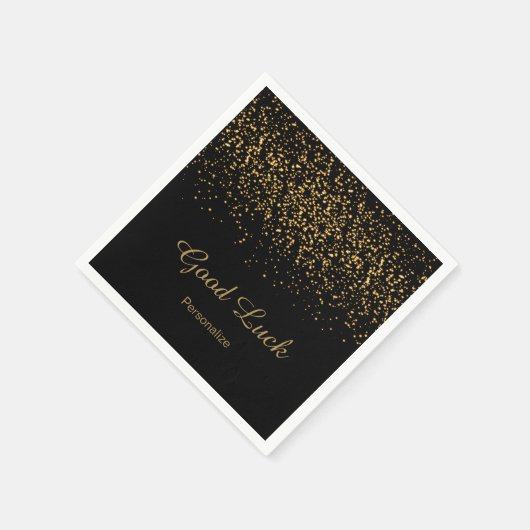 Elegant Gold Confetti op zwart Servetten (Hoek)