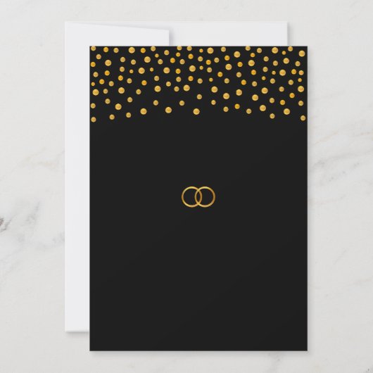 Elegant Gold Confetti op zwart-wit Kaart (Achterkant)