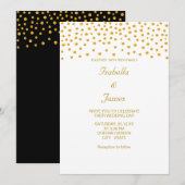 Elegant Gold Confetti op zwart-wit Kaart (Voorkant / Achterkant)