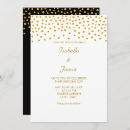 Elegant Gold Confetti op zwart-wit Kaart