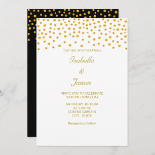 Elegant Gold Confetti op zwart-wit Kaart