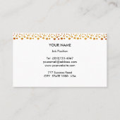 Elegant Gold Confetti op zwart-wit Visitekaartje (Achterkant)