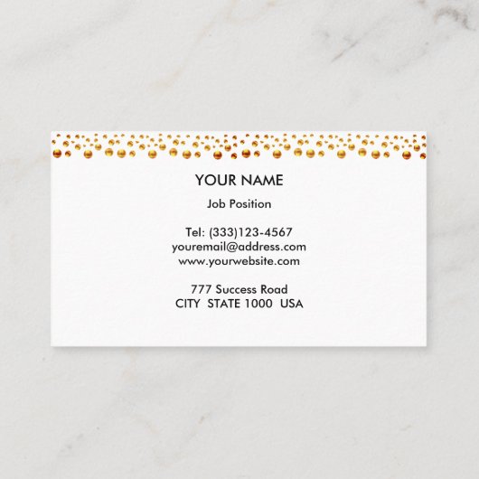 Elegant Gold Confetti op zwart-wit Visitekaartje (Achterkant)