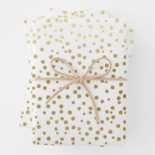Elegant Gold Confetti Pattern Wedding Inpakpapier Vel