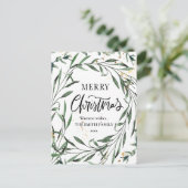 Elegant Gold Confetti Pine Foliage Greenerage Scri Feestdagenkaart (Staand voorkant)